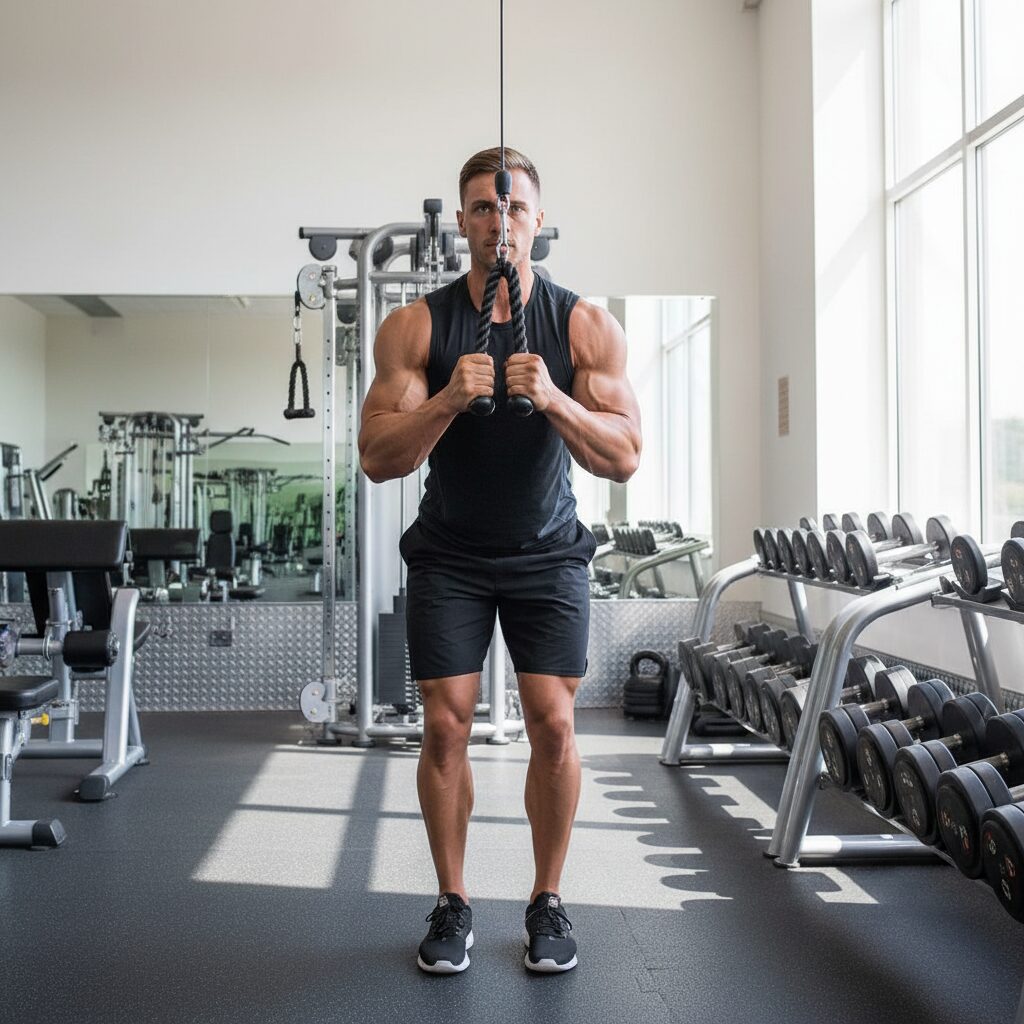 Guide complet pour réaliser l’extension triceps à la poulie derrière la tête